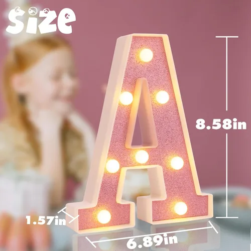 Miniatura 2 de Letras pequeñas de marquesina LED, letras iluminadas, luces de letras LED de 8.58 pulgadas, letrero iluminado a pilas para mesa, fiesta, cumpleaños