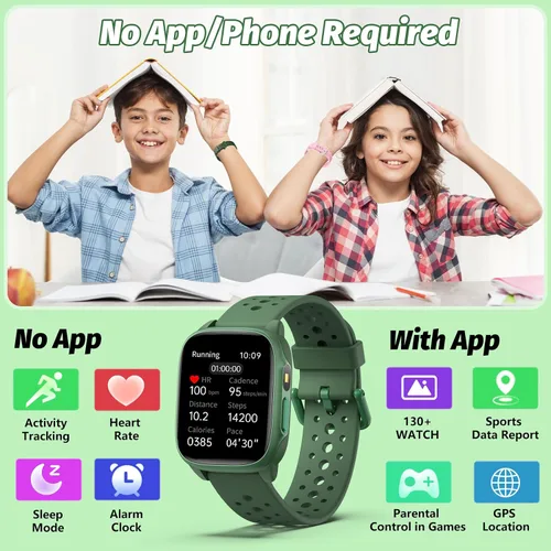 Miniatura 8 de Reloj para niños con 140 modos deportivos, rastreador de fitness para niños de 1.5 pulgadas, reloj inteligente para niñas, no requiere