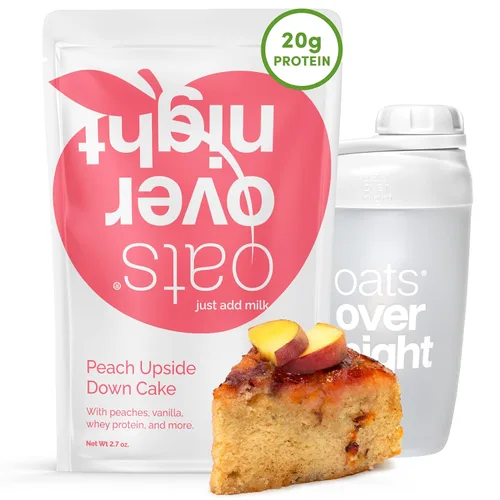 Miniatura 8 de Oats Overnight - Pastel de melocotón al revés - 0.71 oz de proteína, batido de desayuno alto en fibra - Sin gluten, avena sin OMG