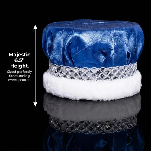 Miniatura 5 de Anderson's Royal Grandeur Set, Mirabella Tiara/Corona de Satén Triturado/Banda Plateada/Ribete de Piel Trenza azul/plateada/piel blanca