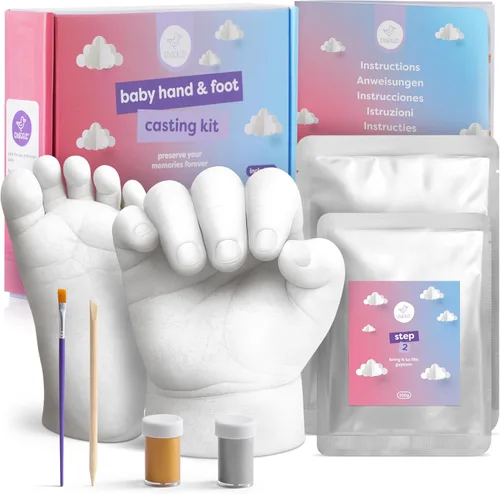 chuckle Kit de fundición de huellas de manos y pies de bebé, juego de regalo de moldeo 3D, recuerdos, recuerdos, mano o pie para niños o recién