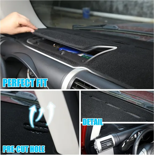 Miniatura 3 de Tapete de poliéster compatible con Toyota FJ Cruiser 2007-2021, cubierta de tablero de automóvil, almohadilla para parasol, accesorios Negro