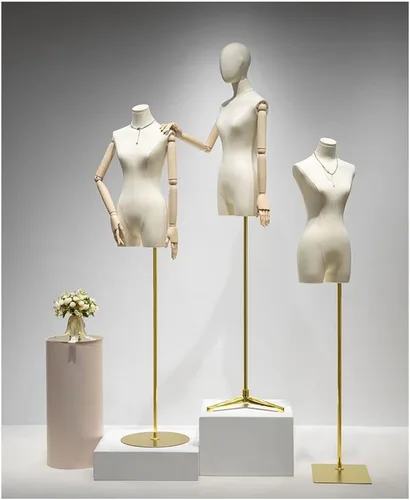 Miniatura 5 de 2pcs Adjustable Small Female Dress Form Mannequin Torso with Detachable Head & Height Stand for Clothing, Jewelry, Tailoring, Fashion Shows, &
