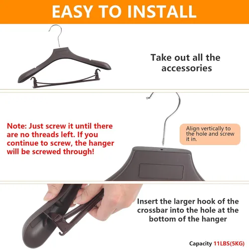 Miniatura 7 de DEDU - Perchas para trajes de hombre, paquete de 20, perchas para abrigos marrones extra anchas antideslizantes con ancho de 17.7", plástico grueso