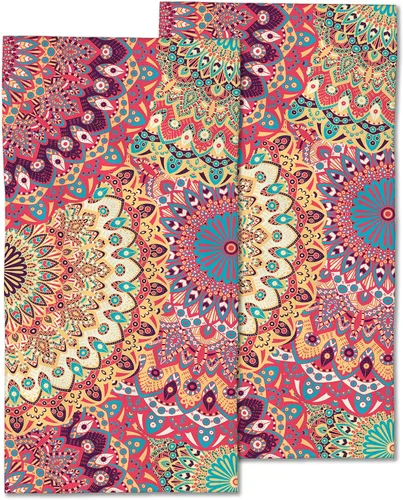 Paquete de 2 toallas de mano para baño, toallas decorativas de mandala vintage, toallas suaves altamente absorbentes, para baño, playa, cocina, spa,