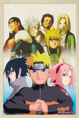 Miniatura 14 de Trends International Naruto Shippuden - Póster de pared de arte clave, 14.725 x 22.375 pulgadas, versión enmarcada de madera de granero