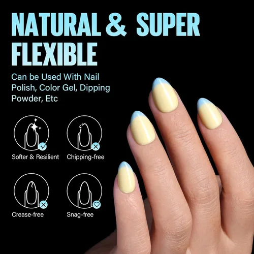 Miniatura 5 de TOMICCA Puntas de uñas de almendra extra cortas, 240 unidades, 15 tamaños, puntas de uñas de gel transparente preformadas, no necesita lima, uñas