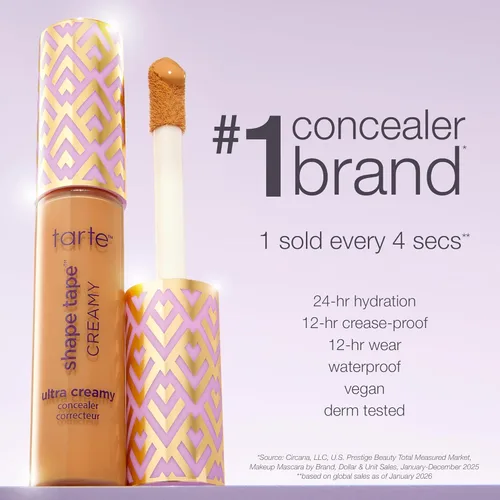 Miniatura 7 de tarte shape tape corrector cremoso – Cobertura completa, hidratante, fórmula de acabado mate natural para debajo de los ojos, ojeras, líneas finas