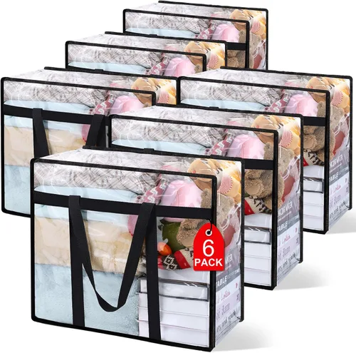 Miniatura 13 de 1 paquete de bolsas de almacenamiento transparentes para cobijas, organizadores de armario de vinilo para ropa y edredones, contenedores