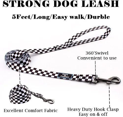 Miniatura 2 de Roses&Poetry Collar y Correa para Perro para Medianos y Grandes, Collar y Correa Ajustable y Duradera de 5 Pies para Cachorros para Entrenamiento