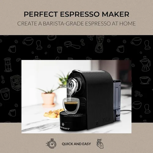 Miniatura 11 de ChefWave Máquina de café expreso y cafetera (negro) – Compatible con cápsulas Nespresso, programable, de un solo toque, bomba italiana de alta