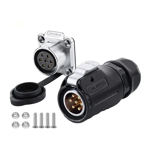Miniatura 23 de CNLINKO Serie LP20 Conector Impermeable, Conector de Potencia IP68 4 pines 20A 500V M20 Conector LED, Aprobado UL CE Rohs (4 pines)