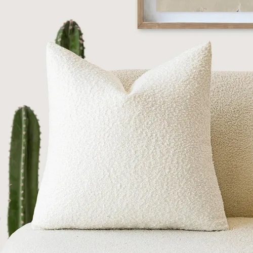 Miniatura 20 de Foindtower Fundas de almohada decorativas con textura de boucle, fundas de almohada sólidas, neutrales, suaves y acogedoras para silla, sofá