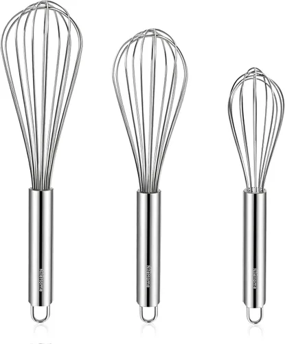 Miniatura 16 de NileHome Juego de mini batidores de acero inoxidable de 5 y 7 pulgadas para cocina, pequeños batidores de alambre para cocinar, batir, mezclar