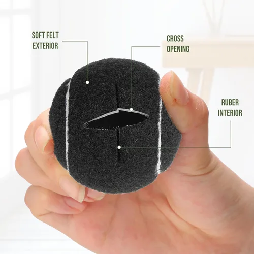 Miniatura 3 de Macarrie 250 pelotas de tenis precortadas para sillas, sillas de pelota de tenis, cubiertas de pies, pelotas para patas de muebles, para aula, Negro