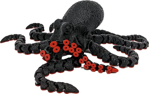 Miniatura 19 de Pulpo impreso en 3D – Personalizable, hecho a pedido Modelo animal articulado (pequeño, morado con tentáculos verde lima)