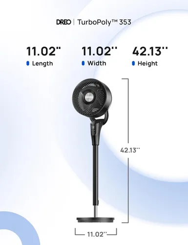 Miniatura 10 de DREO Ventilador para dormitorio, actualizado 2026, flujo de aire de 90 pies, ventilador silencioso de 20 dB, ventilador de pie oscilante de 90°
