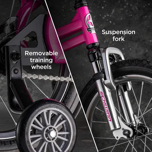 Miniatura 5 de Schwinn Krate EVO - Bicicleta infantil para niños y niñas de 3 a 5 años, ruedas de 16 pulgadas, suspensión delantera, neumático trasero Slik, altura