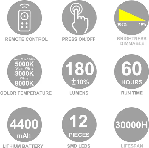 Miniatura 35 de LUXSWAY - Iluminación LED inalámbrica para marcos de fotos, iluminación recargable para exhibición de arte, clip para cuadros, luces para sobre