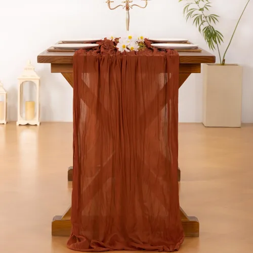 Miniatura 4 de Socomi Camino de mesa de terracota para primavera y Pascua, camino de mesa de 170 pulgadas, paño de queso de 14 pies, gasa rústica bohemia