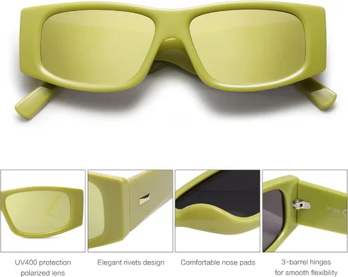 Miniatura 8 de SOJOS Gafas de sol polarizadas rectangulares Y2K de moda para mujeres y hombres, gafas de sol rave de diseñador de moda SJ2228