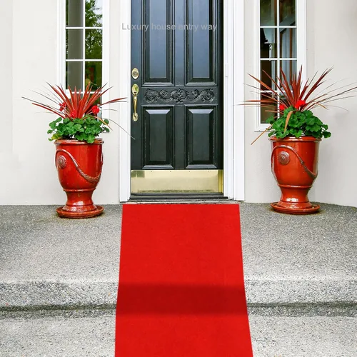 Miniatura 7 de Preboun Alfombra roja de 2.6 x 30 pies para fiesta, alfombra de pasillo de 120 GSM con cinta de fieltro para Halloween, Navidad, Acción de Gracias