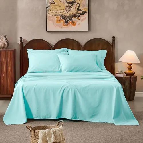 Miniatura 46 de Juego de sábanas de lino 100% tamaño King, juego de sábanas de lino transpirable y duradero de 4 piezas, ropa de cama suave para todas