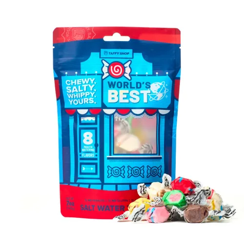 Taffy Shop World's Best Taffy - Caramelos masticables suaves y gourmet, paquete variado, aperitivo dulce a granel, regalo fresco y sin gluten, 30