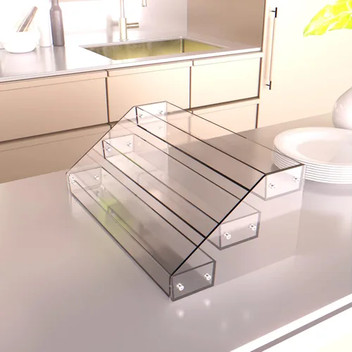 Miniatura 5 de Homakover Organizador de estantes de especias de acrílico de 3 niveles para la cocina, construcción robusta, ahorro de espacio, ideal
