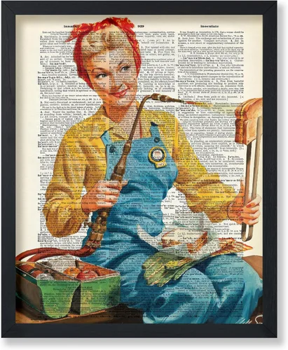 Miniatura 30 de Poster Master Póster de Arte del Diccionario - Impresión Retro de Mujer Soldadora - Arte de Sándwich de Queso a la Parrilla - Regalo para Ella
