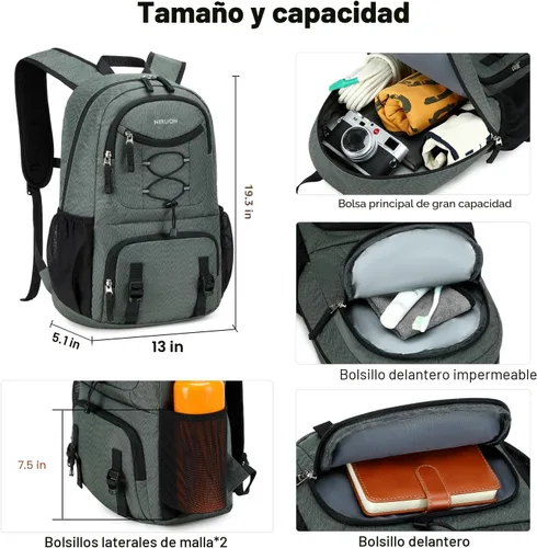 Miniatura 3 de Nerlion - Mochila de viaje ligera y plegable de 35 litros para hombres y mujeres, para campamento, impermeable, al aire libre, senderismo, mochila