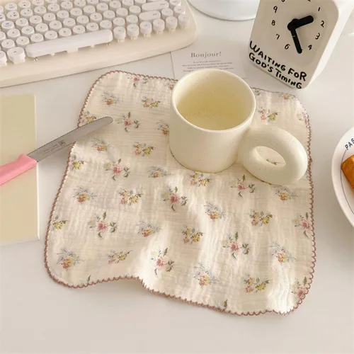 Miniatura 8 de BuLuTu - Paños de limpieza reutilizables 100% algodón muselina para cocina, 4 unidades, paños de cocina con estampado floral dulce, paños de esponja