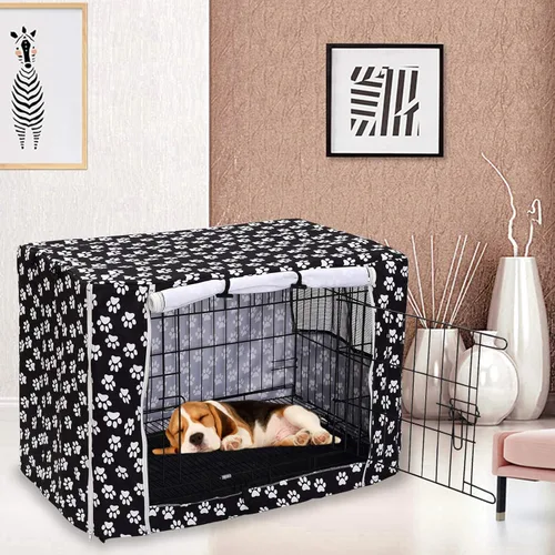 Miniatura 6 de Pethiy Funda para jaula de perro de poliéster duradero, ajuste universal para jaula de perro de alambre, se adapta a la mayoría de jaulas de perros