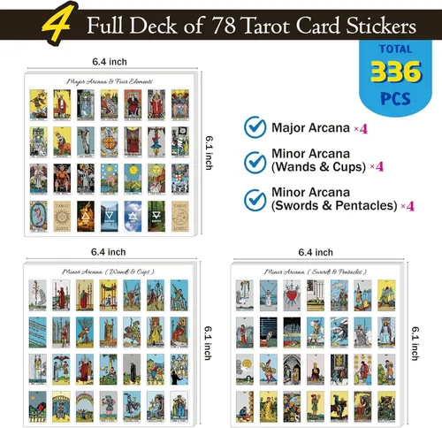 Miniatura 3 de Joyppy Calcomanías de tarot para diario – 336 piezas de mini calcomanías de cartas de tarot para principiantes – 1.25 x 0.78 pulgadas – Calcomanías