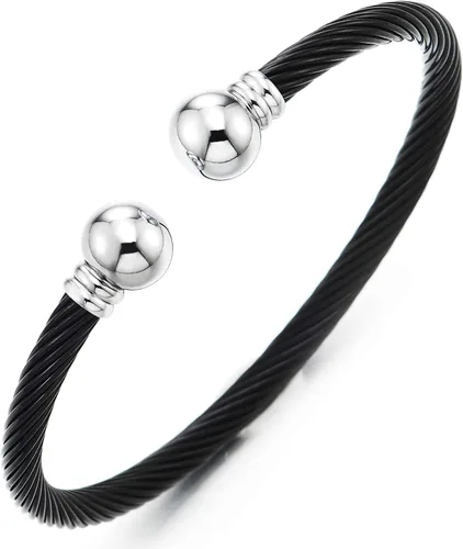 Miniatura 11 de Pulsera de acero inoxidable trenzada COOLSTEELANDBEYOND elástica ajustable para hombre y mujer