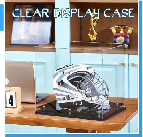 Miniatura 5 de Barydat Vitrina para casco de fútbol de 14.2 x 11 x 12.6 pulgadas, tamaño completo, acrílico transparente, caja de sombrero de cristal