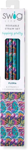 Miniatura 2 de Swig Life Pajillas reutilizables Bazaar + Juego de pajita alta color turquesa y cepillo de limpieza, cada pajita mide 10.25 pulgadas de largo