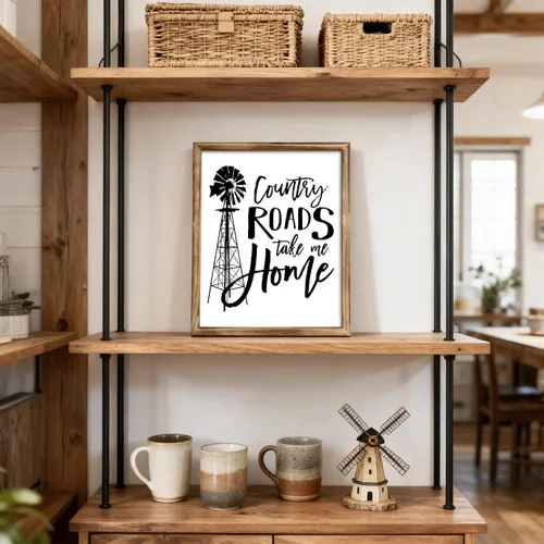 Miniatura 3 de Letrero de Country Roads Take Me Home, arte de pared de madera rústica con gancho de metal, letrero familiar de granja para sala de estar, música
