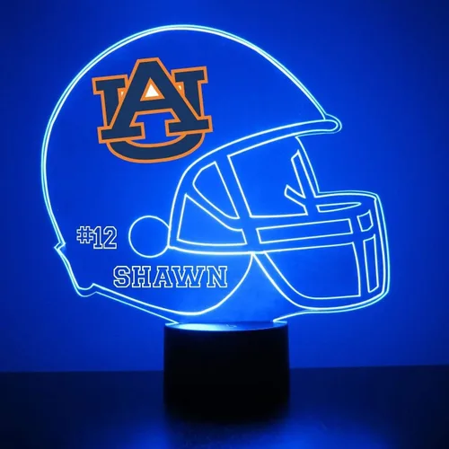 Miniatura 30 de Lámpara nocturna con señal LED personalizada de casco de fútbol de la Universidad de Alabama Crimson Tide con nombre o imagen personalizada
