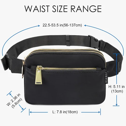 Miniatura 2 de Zorfin - Riñonera moderna de nailon negro para mujer