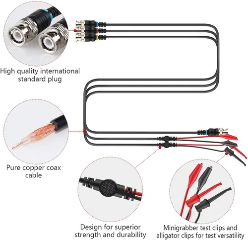 Miniatura 2 de Sondas osciloscopio - Clips BNC a cocodrilo, mini clips de prueba y cables BNC (paquete de 3)