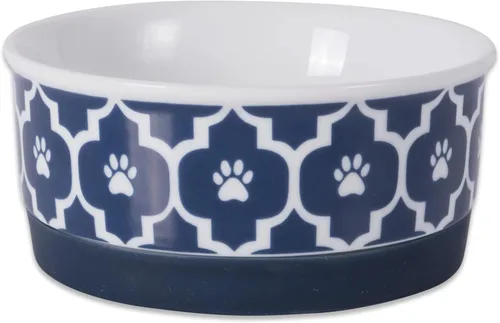 Miniatura 32 de Taza para mascotas Bone Dry con diseño de pata en cerámica, colección Lattice, juego mediano, 6x2 pulgadas, gris, 2