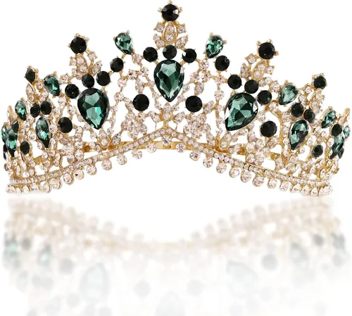 Miniatura 3 de Tiaras doradas de cristal para boda, corona de reina barroca con peine