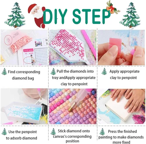 Miniatura 6 de RUIHA Kits de Pintura de Diamante de Navidad, Kit de Arte de Diamante de Invierno para Adultos, Pintura 5D de Camión con Diamante Taladro Completo
