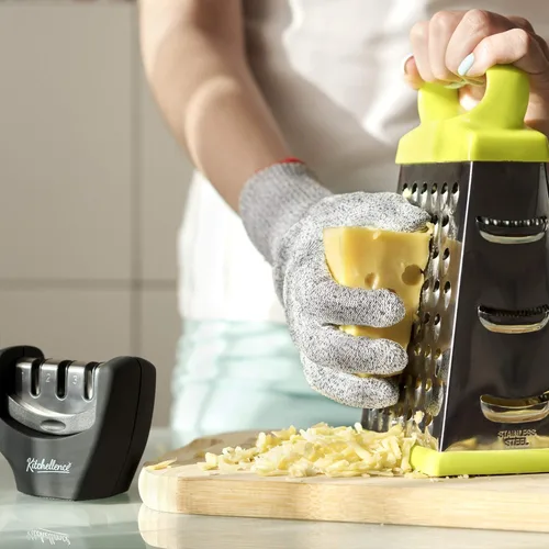 Miniatura 6 de Accesorios para cuchillos de cocina 4 en 1: afilador de cuchillos de 3 etapas ayuda a reparar, restaurar, pulir hojas y guante resistente a cortes