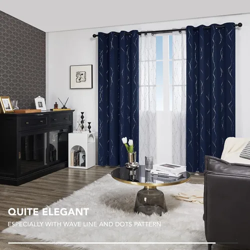 Miniatura 2 de Deconovo Juego de 2 paneles de cortinas blackout, 84 pulgadas de largo, cortinas para dormitorio con ojales y diseño floral