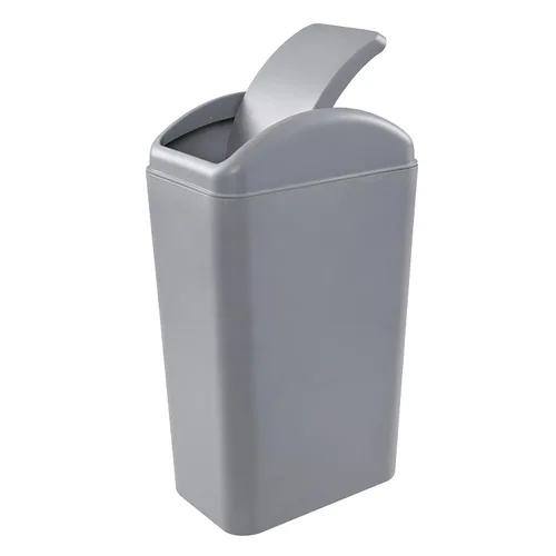 Miniatura 10 de Vababa Cubo de basura de plástico negro de 3 galones, pequeño cubo de basura delgado con tapa abatible