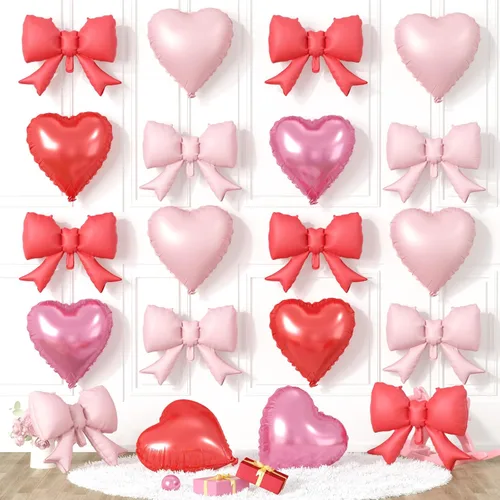 Miniatura 16 de 20 globos de lazo rosa, globos de corazón rosa bebé, globo en forma de corazón de 18 pulgadas, globo de lazo de 21 pulgadas para propuesta