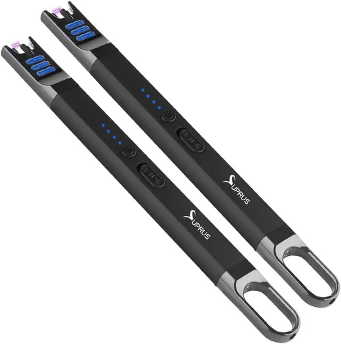 Miniatura 12 de SUPRUS Encendedor de velas eléctrico de arco, resistente al viento, sin llama, recargable por USB, con luz LED, para velas, camping, barbacoa