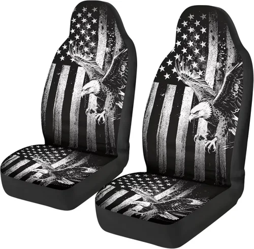 Miniatura 10 de 250 Years Car Seat Covers Set of 2 Eagle Flag Car Seat Cover Protector Front Seats Patriotic Auto Interior Accessories Stretch Polyester Fabric